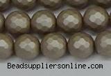 CSB1904 15.5 inches 12mm faceted round matte shell pearl beads