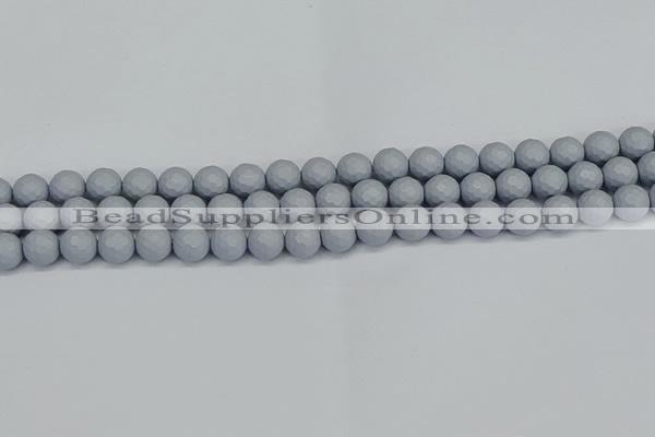 CSB1932 15.5 inches 8mm faceted round matte shell pearl beads