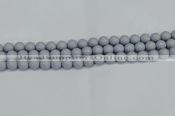 CSB1933 15.5 inches 10mm faceted round matte shell pearl beads