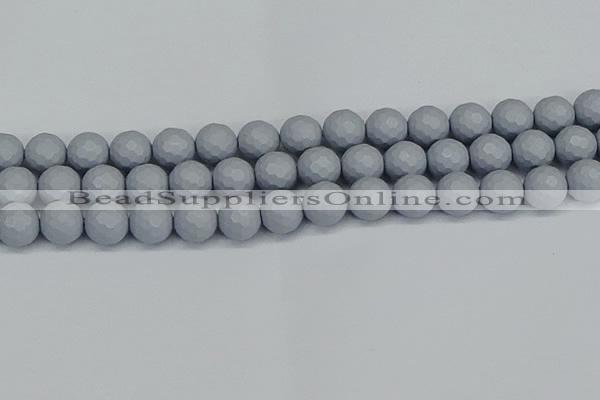 CSB1934 15.5 inches 12mm faceted round matte shell pearl beads