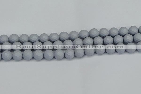 CSB1935 15.5 inches 14mm faceted round matte shell pearl beads