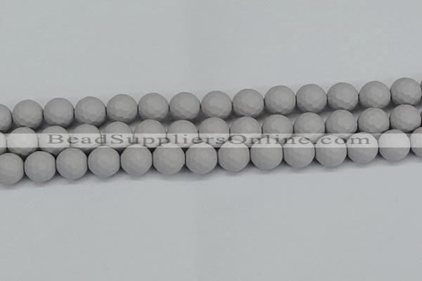 CSB1945 15.5 inches 14mm faceted round matte shell pearl beads