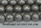 CSB1952 15.5 inches 8mm faceted round matte shell pearl beads