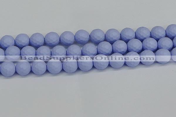 CSB1965 15.5 inches 14mm faceted round matte shell pearl beads