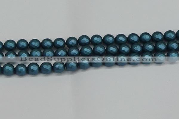 CSB1983 15.5 inches 10mm faceted round matte shell pearl beads