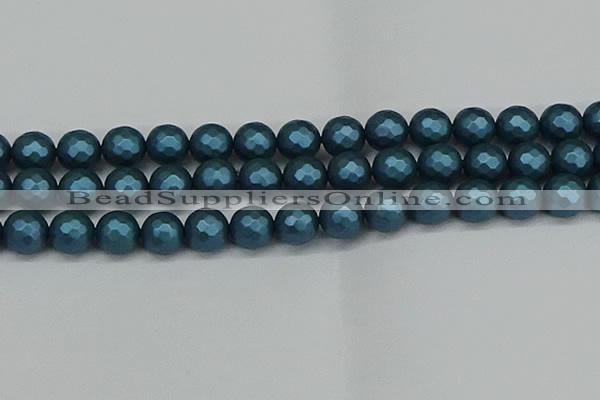 CSB1984 15.5 inches 12mm faceted round matte shell pearl beads