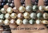 CSB2152 15.5 inches 16mm flat round mixed shell pearl beads