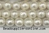 CSB2200 15.5 inches 4mm round wrinkled shell pearl beads wholesale