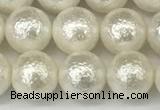 CSB2202 15.5 inches 8mm round wrinkled shell pearl beads wholesale