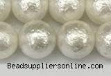 CSB2203 15.5 inches 10mm round wrinkled shell pearl beads wholesale