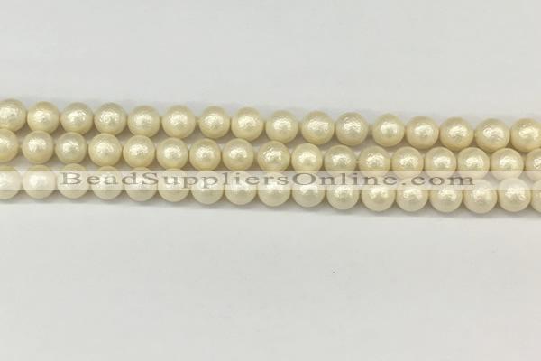 CSB2211 15.5 inches 6mm round wrinkled shell pearl beads wholesale