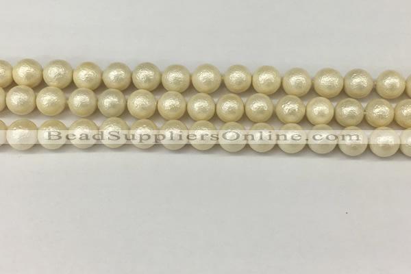 CSB2212 15.5 inches 8mm round wrinkled shell pearl beads wholesale