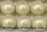 CSB2213 15.5 inches 10mm round wrinkled shell pearl beads wholesale