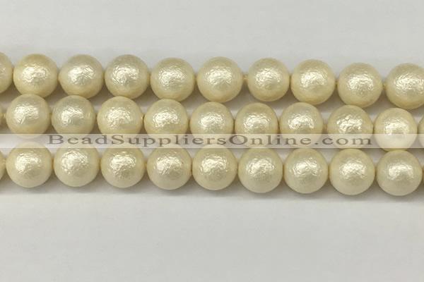 CSB2215 15.5 inches 14mm round wrinkled shell pearl beads wholesale