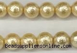 CSB2220 15.5 inches 4mm round wrinkled shell pearl beads wholesale