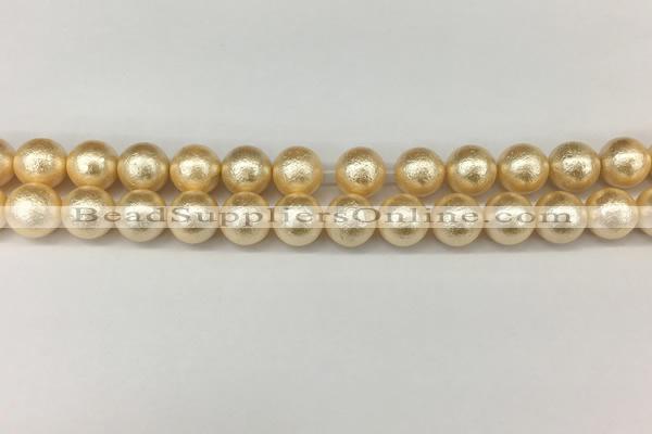 CSB2223 15.5 inches 10mm round wrinkled shell pearl beads wholesale