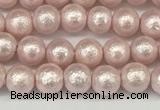 CSB2230 15.5 inches 4mm round wrinkled shell pearl beads wholesale