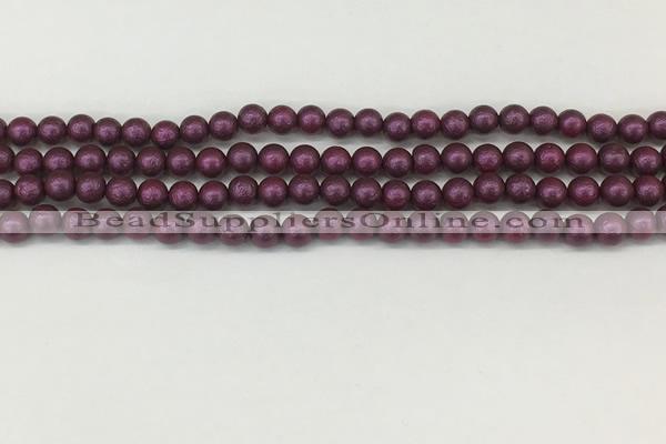 CSB2250 15.5 inches 4mm round wrinkled shell pearl beads wholesale