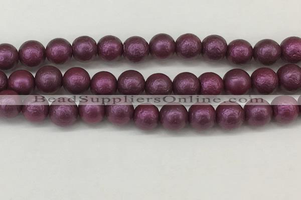 CSB2255 15.5 inches 14mm round wrinkled shell pearl beads wholesale