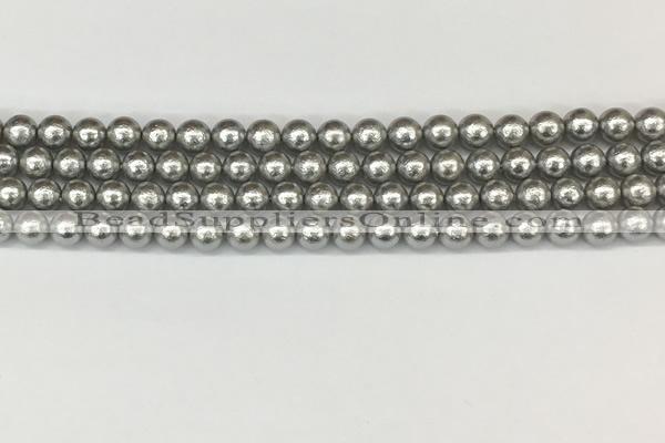 CSB2300 15.5 inches 4mm round wrinkled shell pearl beads wholesale