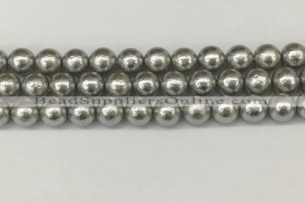 CSB2304 15.5 inches 12mm round wrinkled shell pearl beads wholesale