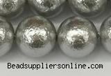 CSB2305 15.5 inches 14mm round wrinkled shell pearl beads wholesale