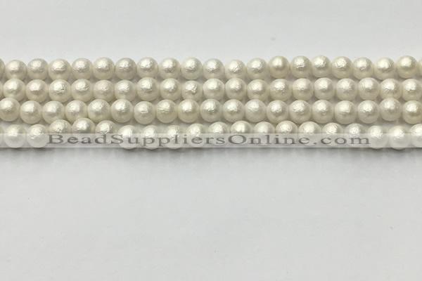 CSB2360 15.5 inches 4mm round matte wrinkled shell pearl beads