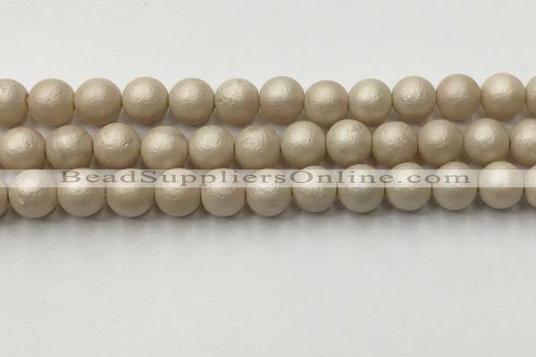 CSB2373 15.5 inches 10mm round matte wrinkled shell pearl beads