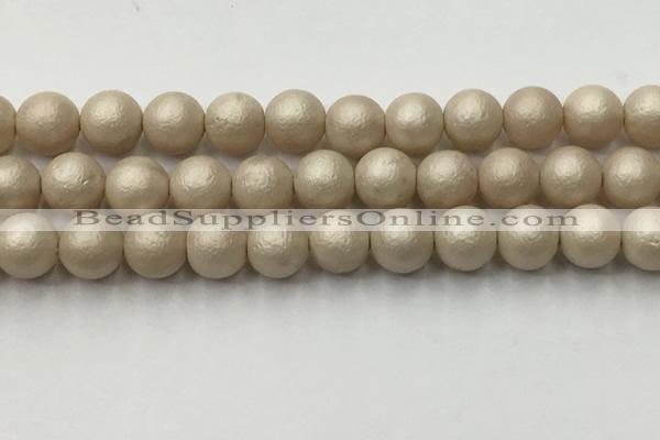 CSB2374 15.5 inches 12mm round matte wrinkled shell pearl beads