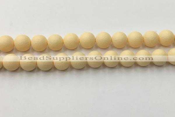 CSB2384 15.5 inches 12mm round matte wrinkled shell pearl beads