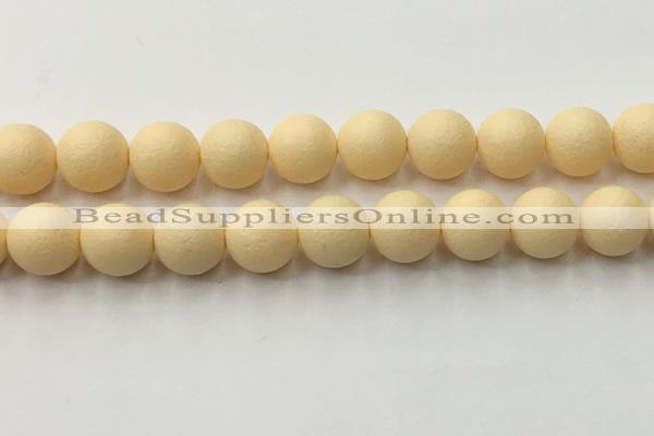 CSB2386 15.5 inches 16mm round matte wrinkled shell pearl beads