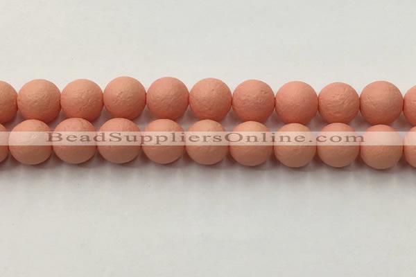 CSB2425 15.5 inches 14mm round matte wrinkled shell pearl beads