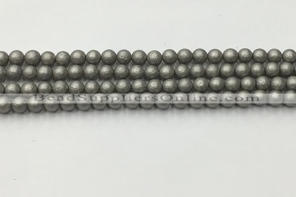 CSB2490 15.5 inches 4mm round matte wrinkled shell pearl beads