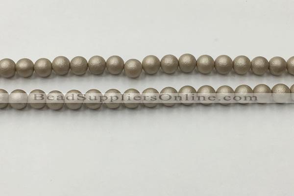 CSB2500 15.5 inches 4mm round matte wrinkled shell pearl beads