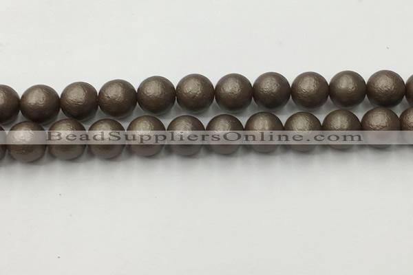 CSB2515 15.5 inches 14mm round matte wrinkled shell pearl beads