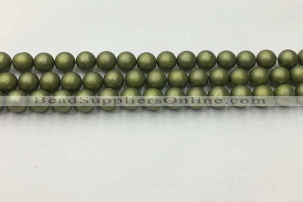 CSB2522 15.5 inches 8mm round matte wrinkled shell pearl beads