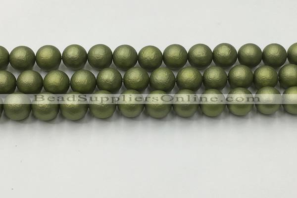 CSB2524 15.5 inches 12mm round matte wrinkled shell pearl beads