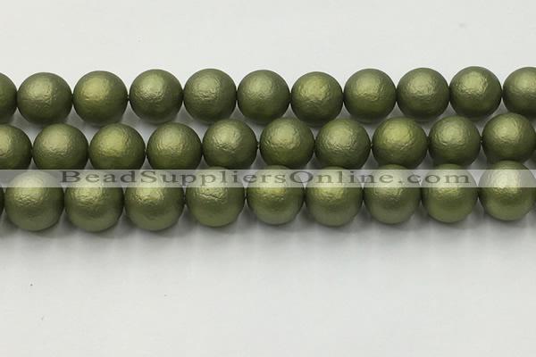 CSB2526 15.5 inches 16mm round matte wrinkled shell pearl beads