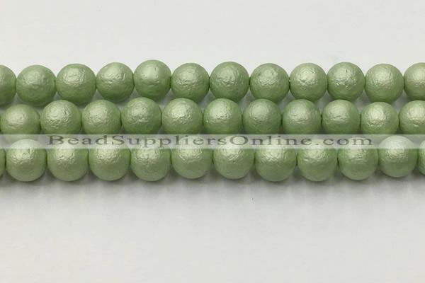 CSB2535 15.5 inches 14mm round matte wrinkled shell pearl beads