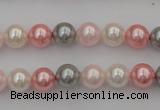 CSB303 15.5 inches 8mm round mixed color shell pearl beads