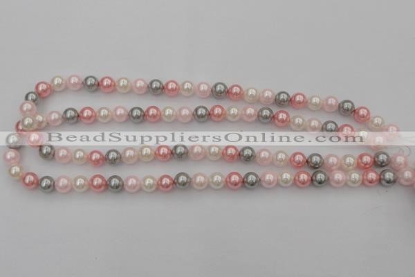 CSB303 15.5 inches 8mm round mixed color shell pearl beads