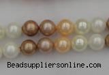 CSB308 15.5 inches 8mm round mixed color shell pearl beads