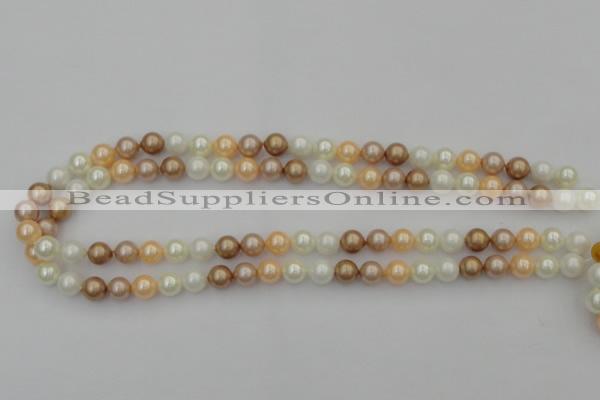 CSB311 15.5 inches 8mm round mixed color shell pearl beads