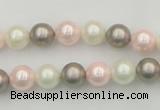 CSB313 15.5 inches 8mm round mixed color shell pearl beads