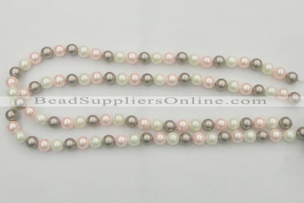 CSB313 15.5 inches 8mm round mixed color shell pearl beads