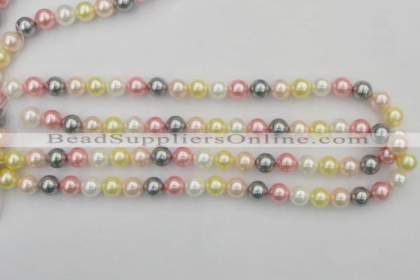 CSB323 15.5 inches 10mm round mixed color shell pearl beads