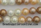 CSB332 15.5 inches 10mm round mixed color shell pearl beads