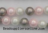 CSB335 15.5 inches 10mm round mixed color shell pearl beads