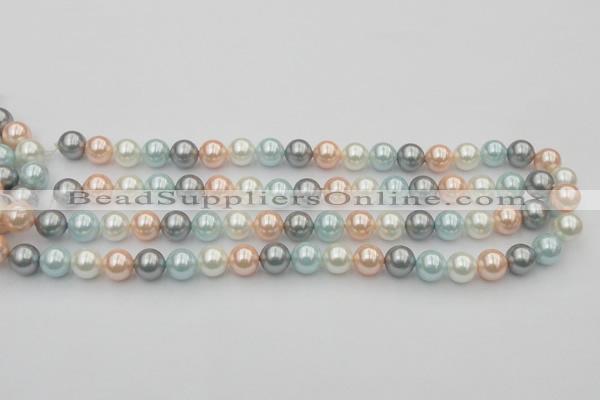 CSB336 15.5 inches 10mm round mixed color shell pearl beads