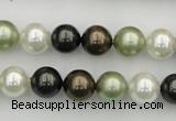 CSB337 15.5 inches 10mm round mixed color shell pearl beads